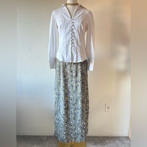 Vintage 90s Cherokee Sage Floral Maxi Skirt